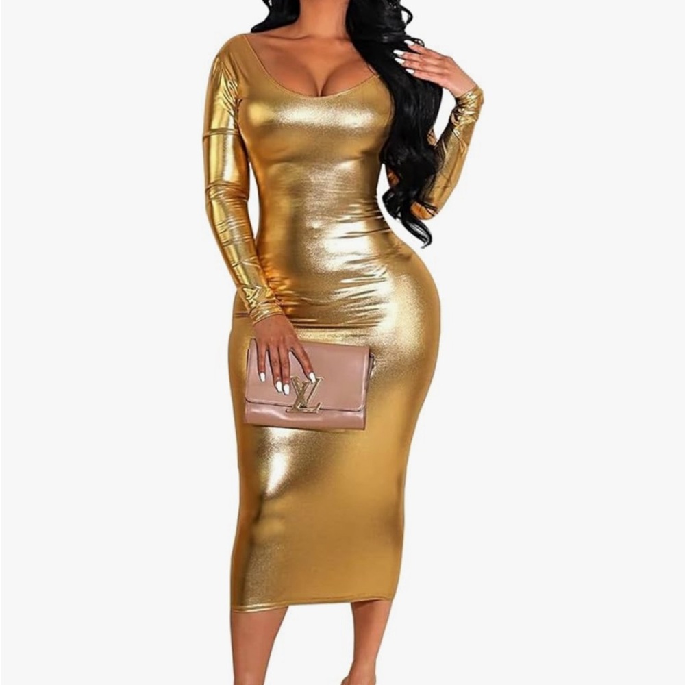 Gold lame bodycon dress XXL